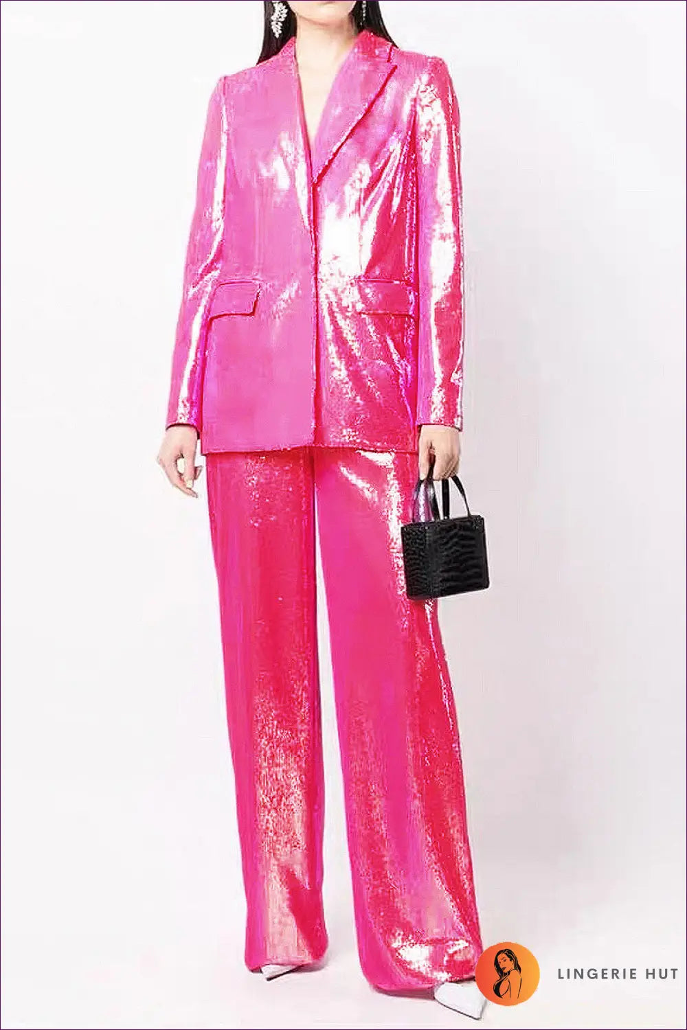 Suit Set with Sequin Details - Power Dressing Redefined - s / Coral Red - co Ord - Lingerie Hut - All Season • Evening