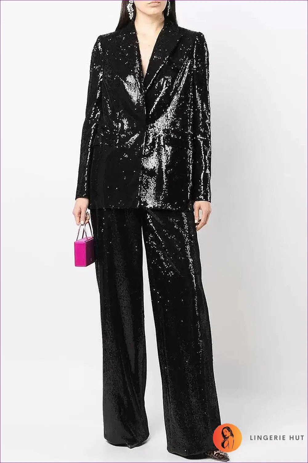 Suit Set with Sequin Details - Power Dressing Redefined - s / Black - co Ord - Lingerie Hut - All Season • Evening Wear