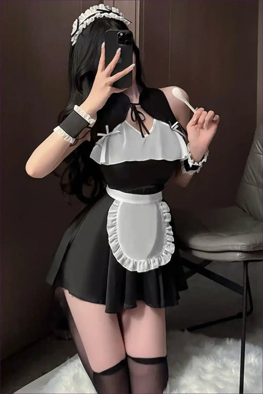 Sultry Lolita Maid Cosplay Set with Anime Flair for Costume, Maid, Party, Polyester, Role Play