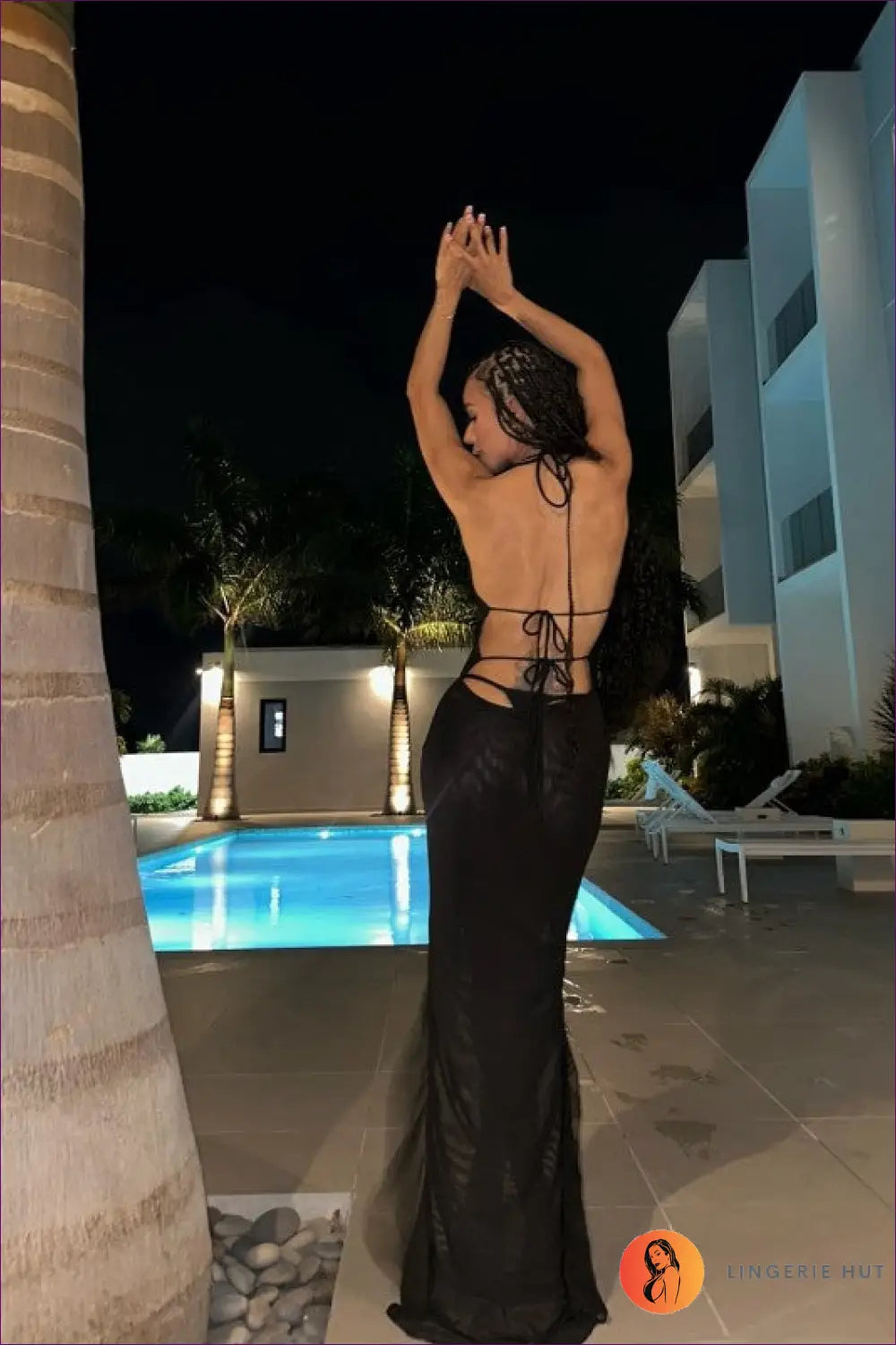 Sultry Nights Black Bodycon Maxi Dress - Daring Plunge & High Slit for Cutout, Dress, Glamour, Maxi, Night