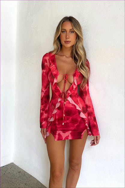 Sultry Red Tie-dye Mini Dress - Bold & Sexy