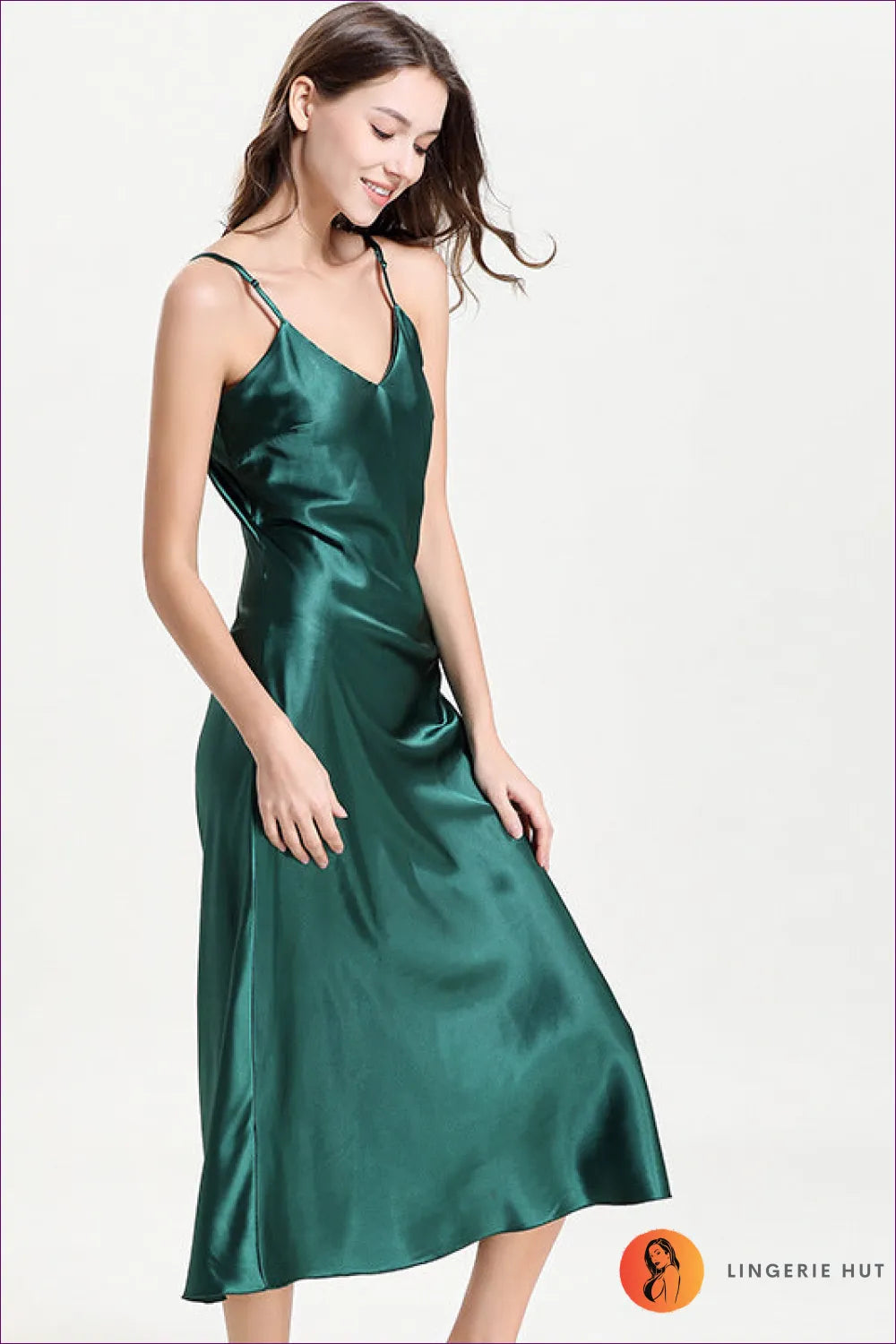 Slip Into a World Of Comfort And Allure With Our Sultry Satin Nightdress. Designed Flattering V-neck Crafted