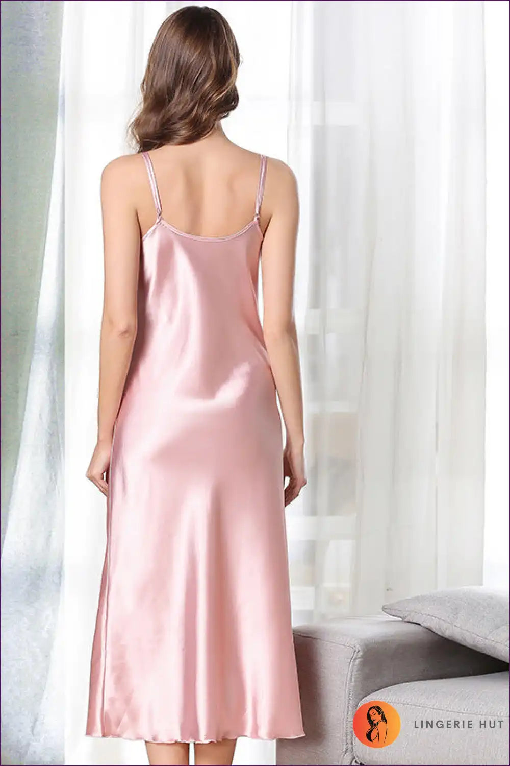 Slip Into a World Of Comfort And Allure With Our Sultry Satin Nightdress. Designed Flattering V-neck Crafted