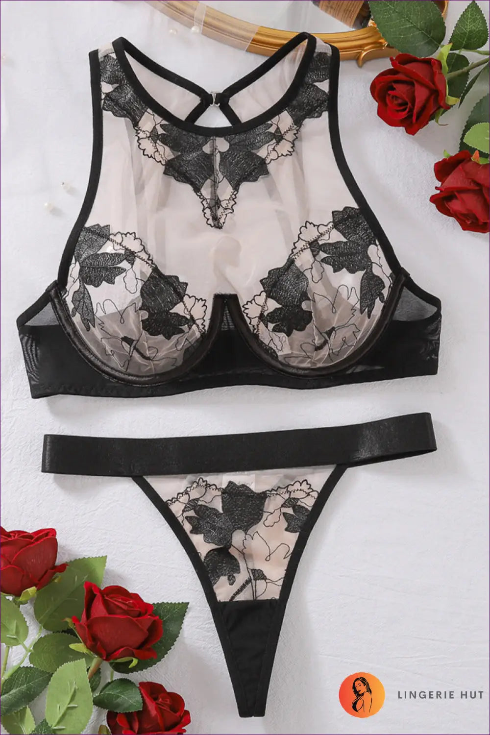 Sultry Sheer Lace Lingerie Set - Unveil Allure for Bra Set, Date Night, Glamour, Honeymoon,