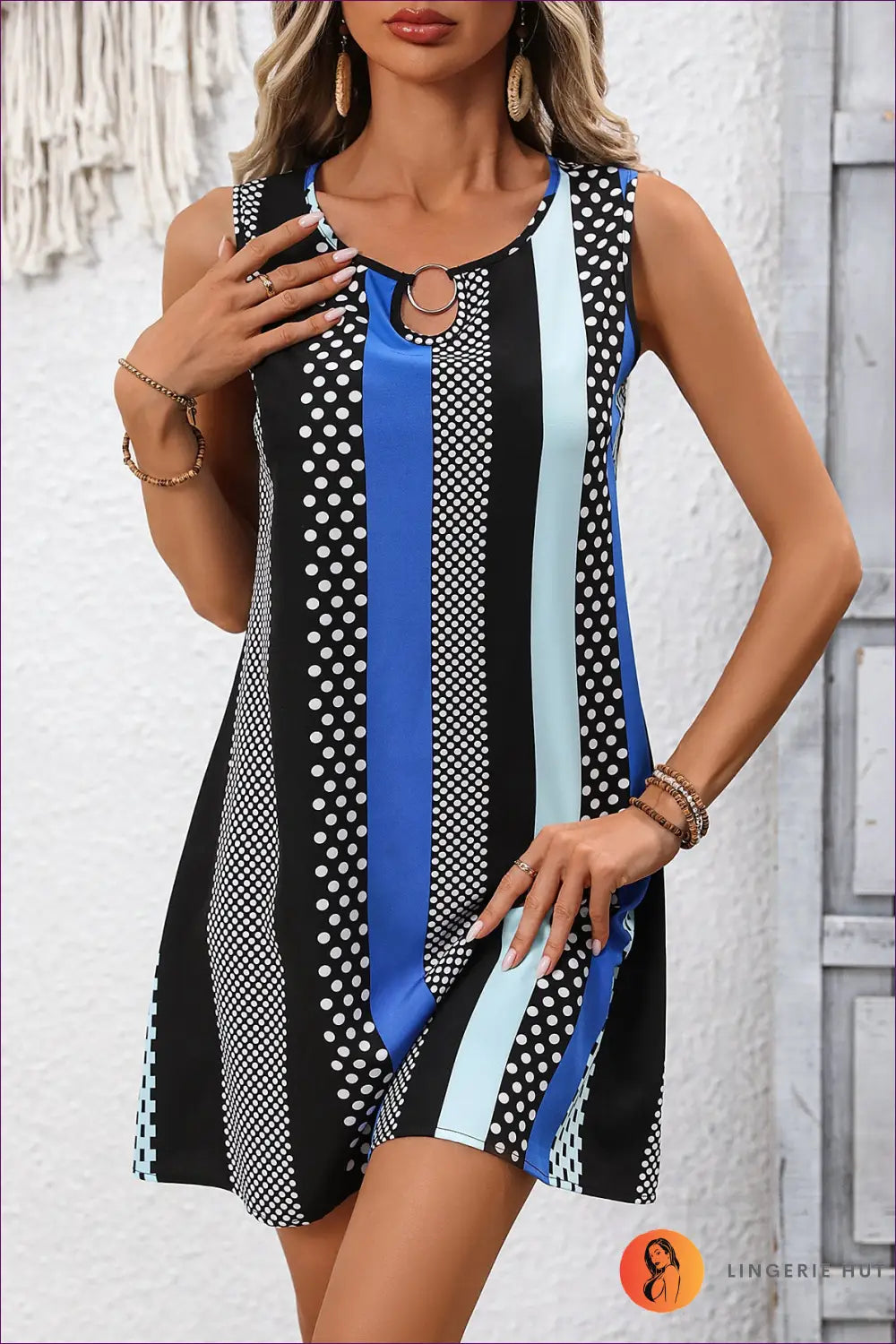 Summer Elegance Striped V-neck Dress - Pop With Style! For x