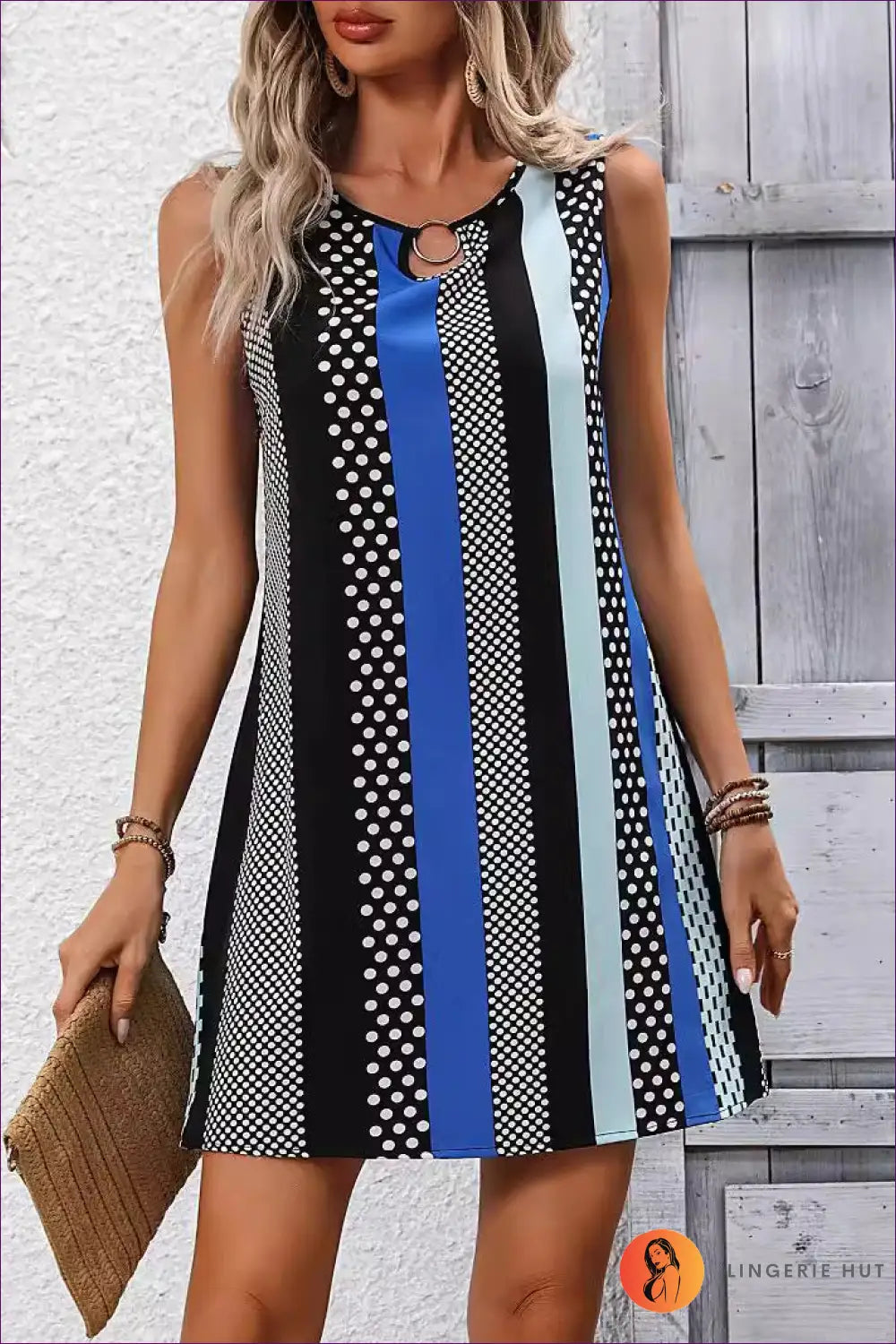 Summer Elegance Striped V-neck Dress - Pop With Style! For x