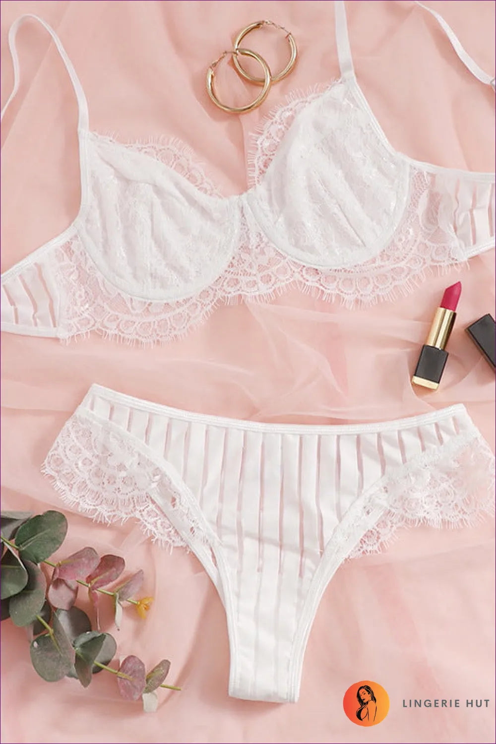 Turn Up The Heat This Summer With Our Lace-trim Bra Set. Infused Timeless Elegance, Sexy Ensemble Features
