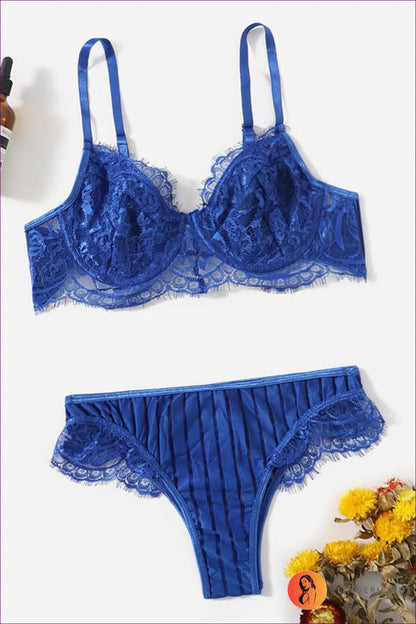 Turn Up The Heat This Summer With Our Lace-trim Bra Set. Infused Timeless Elegance, Sexy Ensemble Features