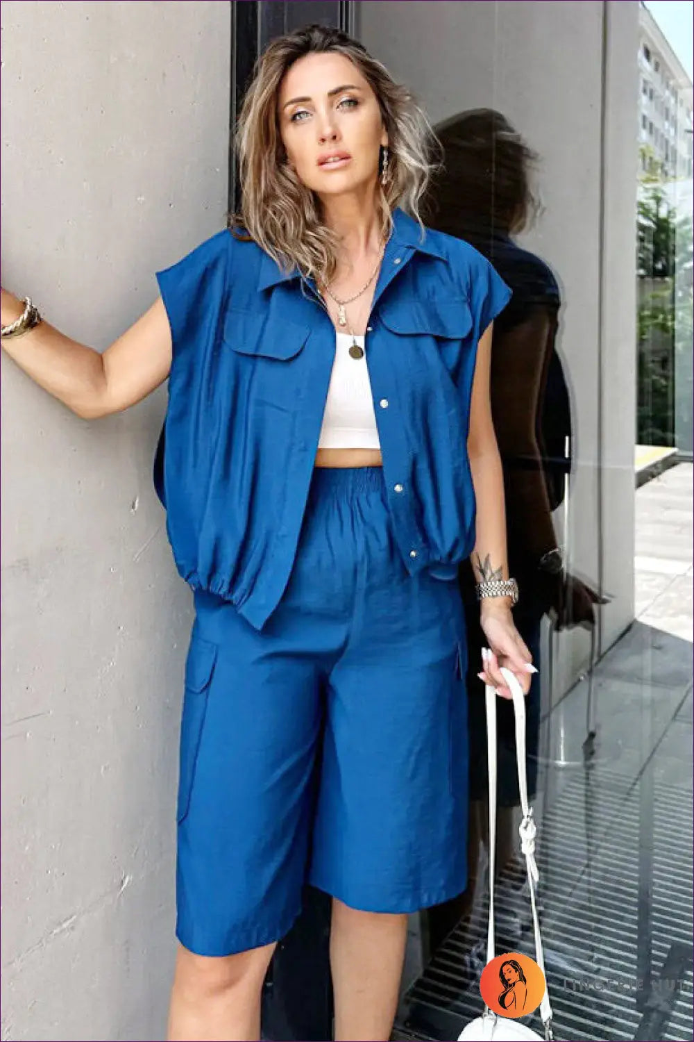 Summer co Ord Set with High-rise Shorts - Effortless Warm Weather Ease - Outfit Sets - Lingerie Hut - Casual • Everyday