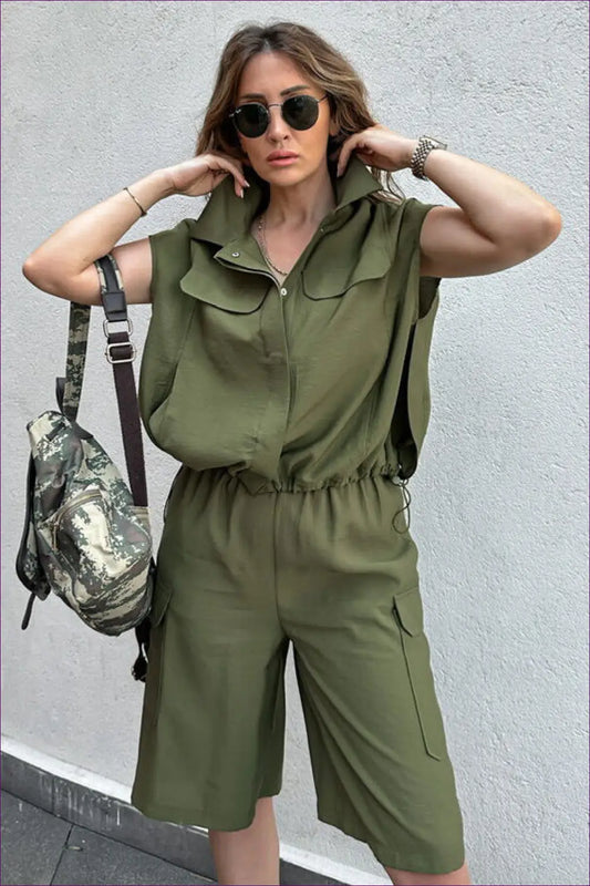 Summer co Ord Set with High-rise Shorts - Effortless Warm Weather Ease - Outfit Sets - Lingerie Hut - Casual • Everyday