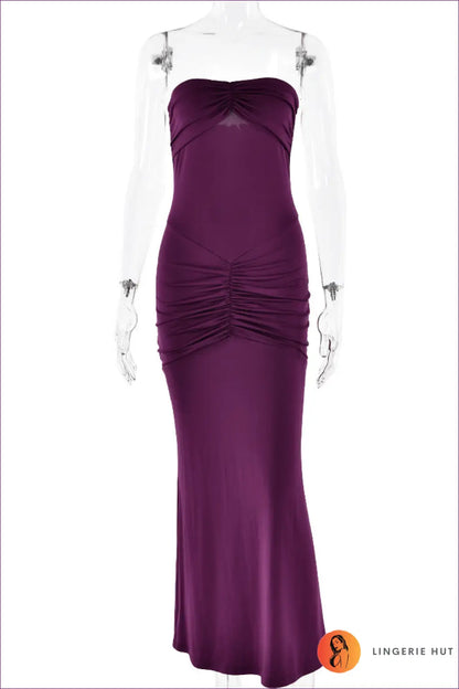 Sunset Glamour Strapless Maxi Dress - Curve-hugging Elegance for Bodycon, Dress, Glamour, Jersey,