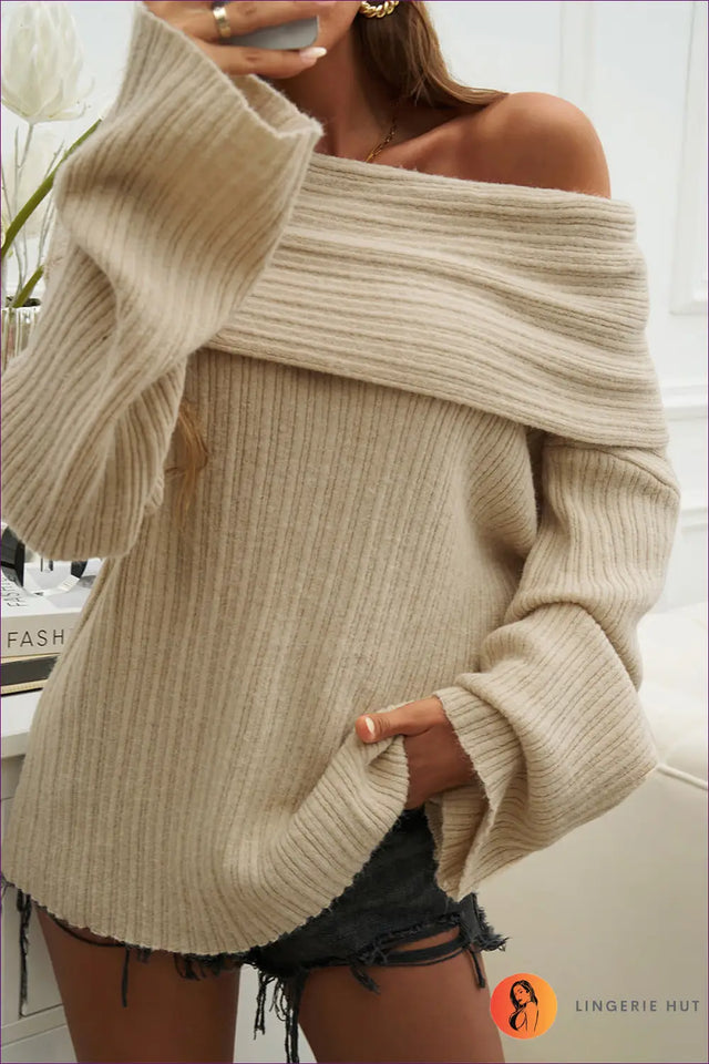 Off Shoulder Sweater Mini Dress - Effortless Autumn Glamour