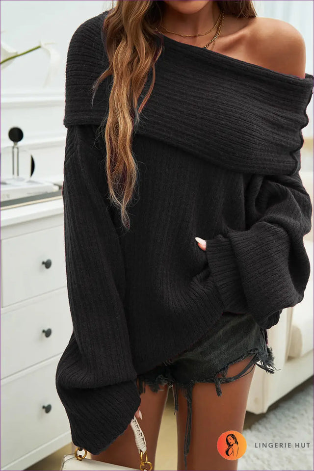 Off Shoulder Sweater Mini Dress - Effortless Autumn Glamour