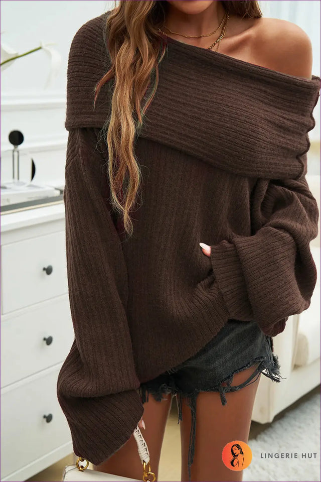 Off Shoulder Sweater Mini Dress - Effortless Autumn Glamour