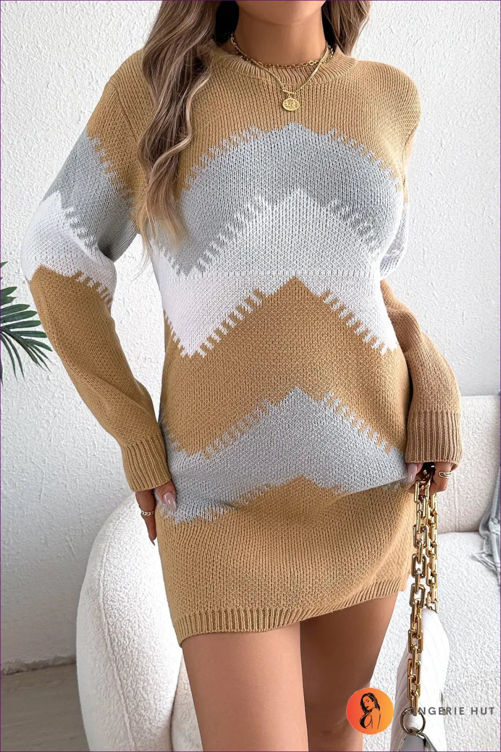 Sweater Mini Dress - Autumn Comfort Redefined - s / Khaki - Dresses - Lingerie Hut - Autumn • Bodycon • Casual