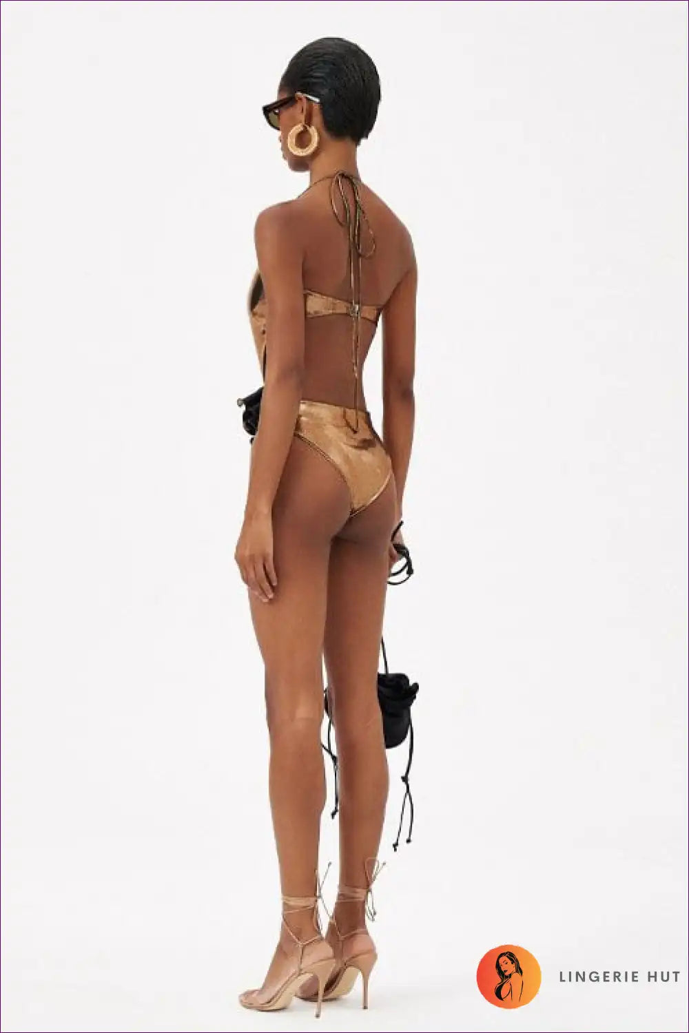 Swimsuit with Floral Cut-out Detail - Statement Poolside for Beachwear, Cutout, Floral, Glamour, Halter