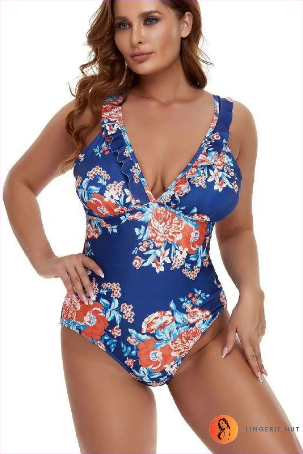 Floral Skirted Swimsuit - Resort Elegance All-day Confidence - 2xl / Blue Background with Pattern - Swimwear - Lingerie