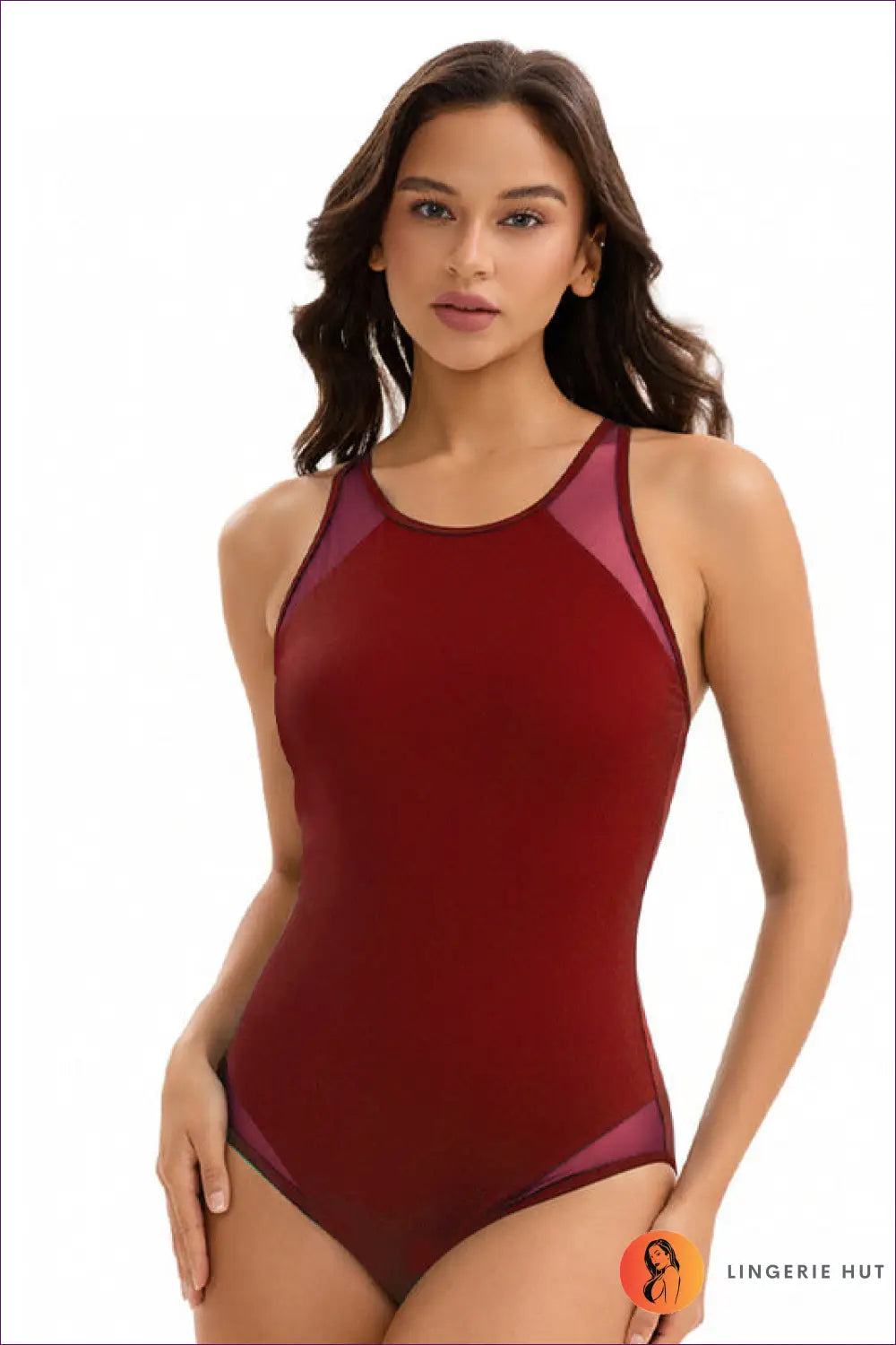 Swimsuit with Mesh Cutout Panels - Holiday Evening Essential - s / Red - Swimwear - Lingerie Hut - Backless • Beachwear