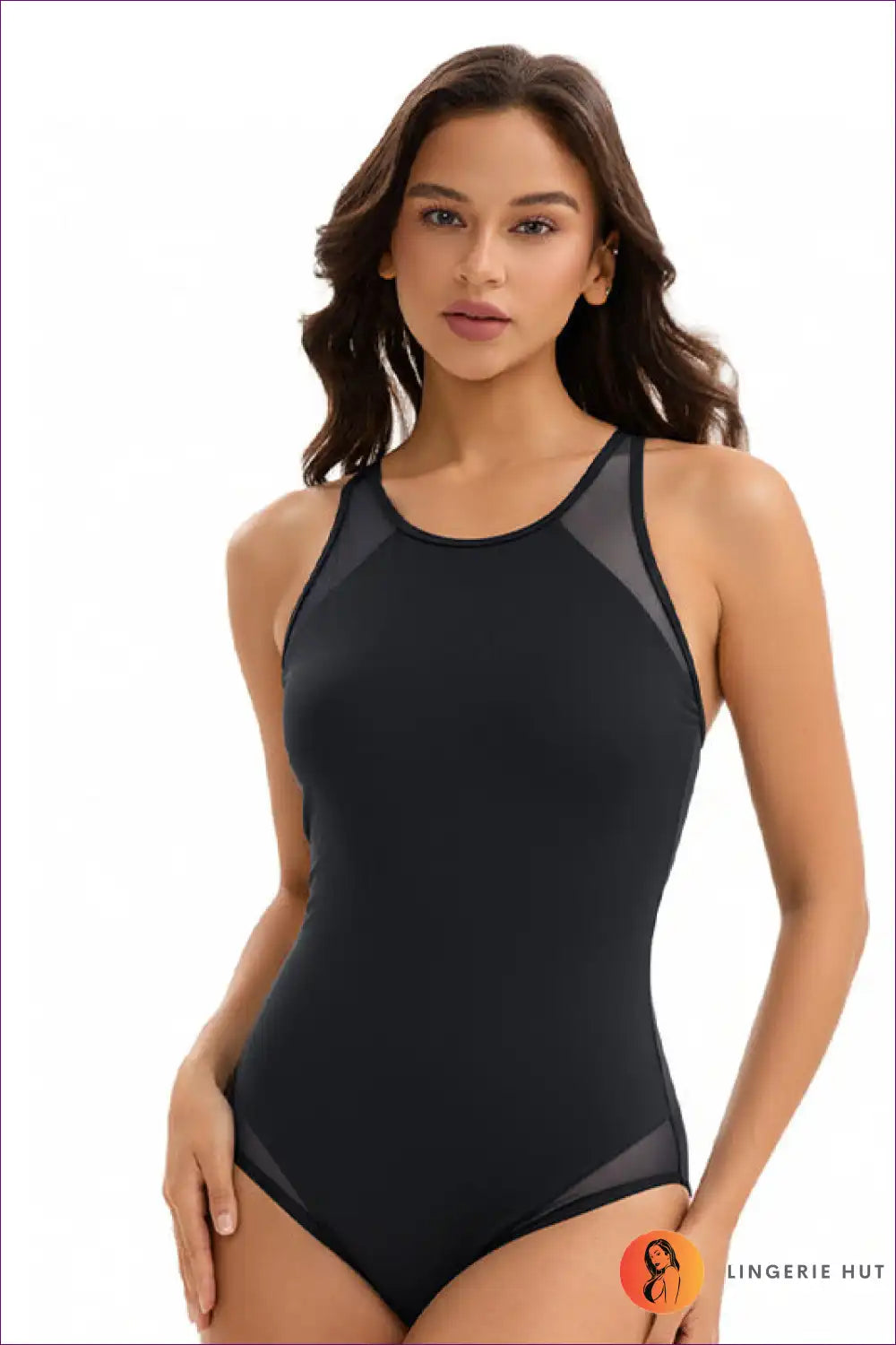 Swimsuit with Mesh Panel Inserts - Modern Sophistication for Backless, Beachwear, Boho, Cutout, Fishnet