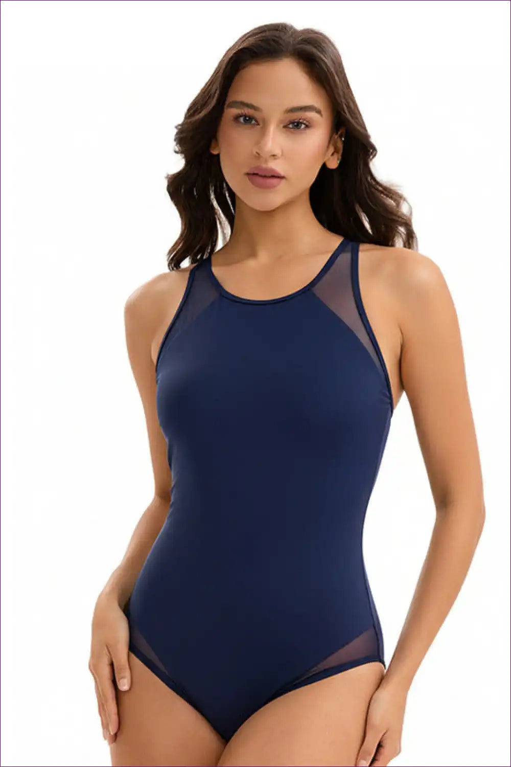 Swimsuit with Mesh Panel Inserts - Modern Sophistication for Backless, Beachwear, Boho, Cutout, Fishnet