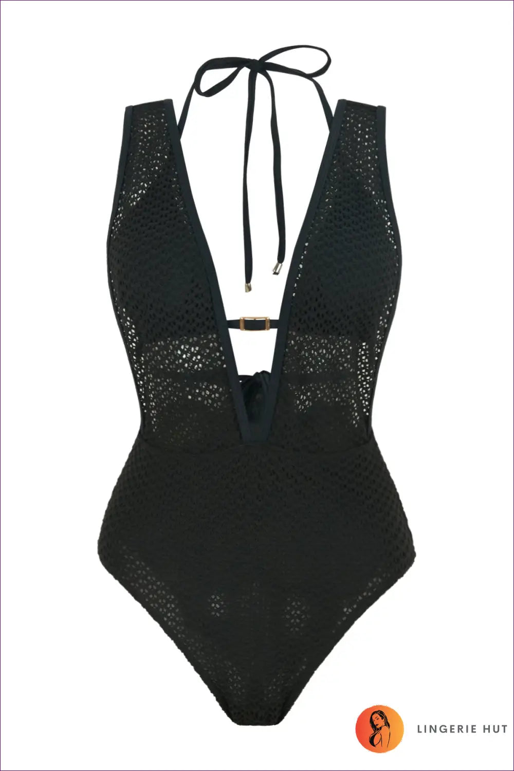 Swimsuit with Mesh Panels - Athletic Elegance - s / Black - Swimwear - Lingerie Hut - Backless • Beachwear • Cutout