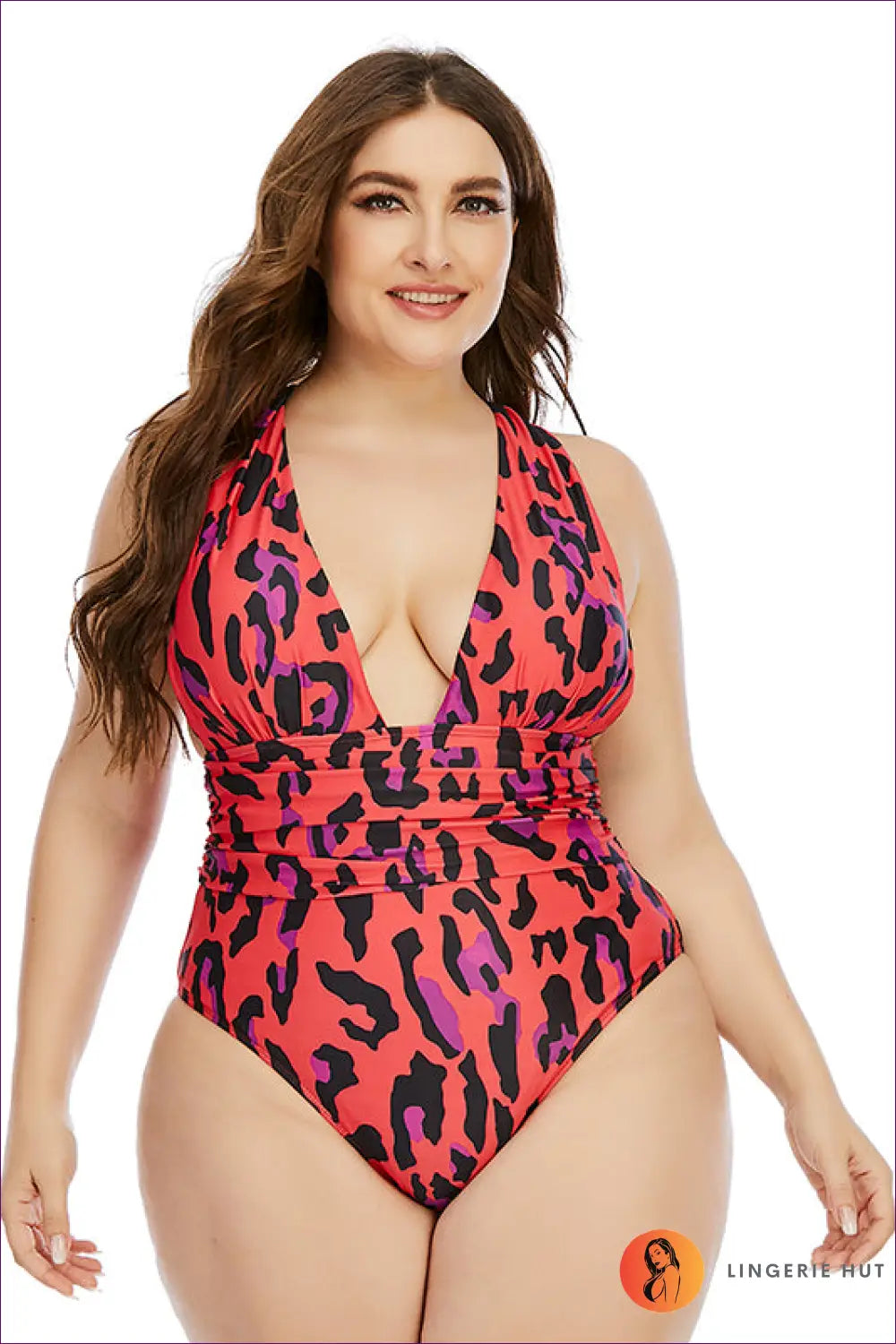 Plunging Leopard Print Swimwear - not your Basic Swimsuit - Lingerie Hut - Animal • Backless • Beachwear • Cutout