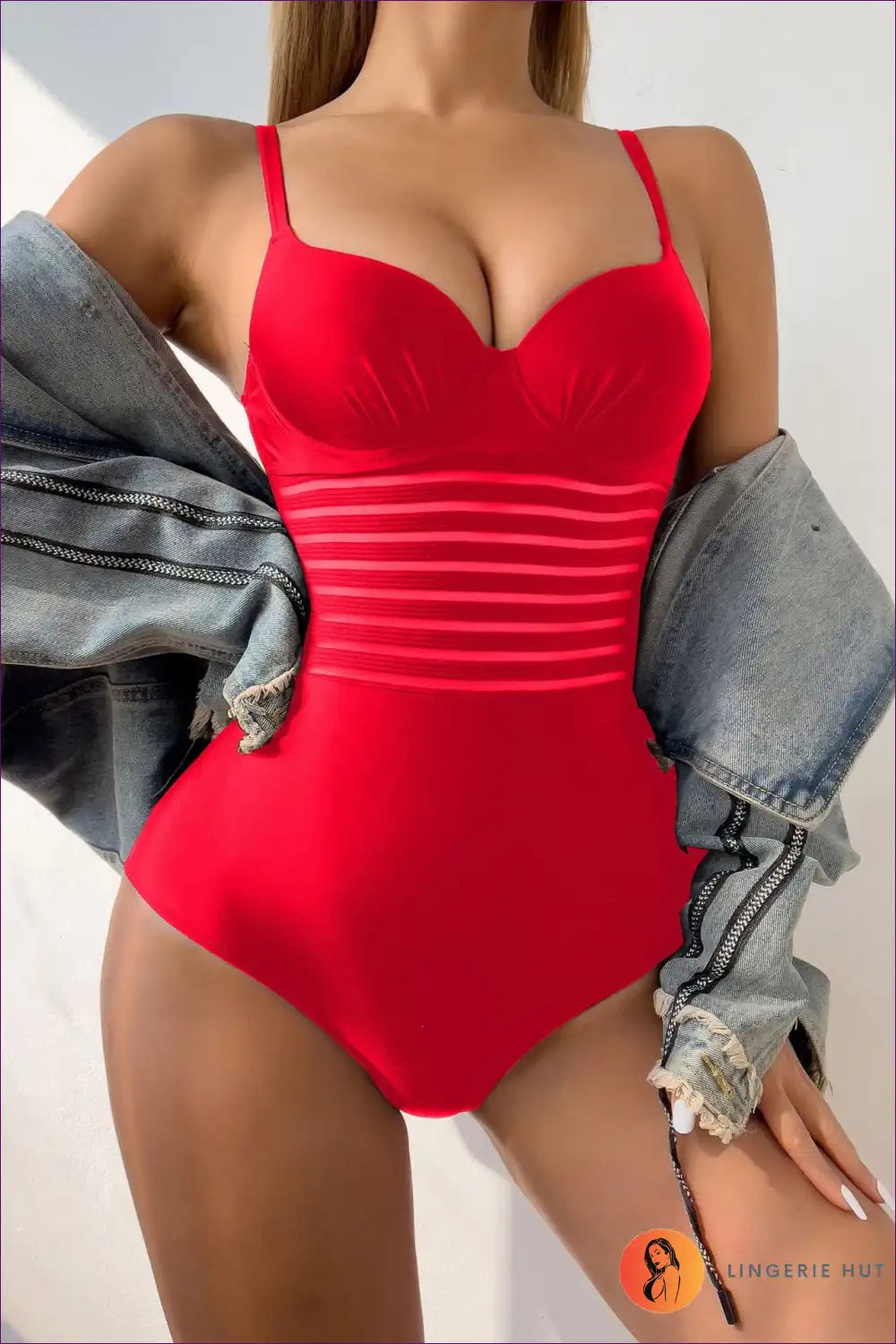 Swimsuit with Ruched Bust Detail - Confident Curves for Backless, Beachwear, Casual, Cutout, Everyday