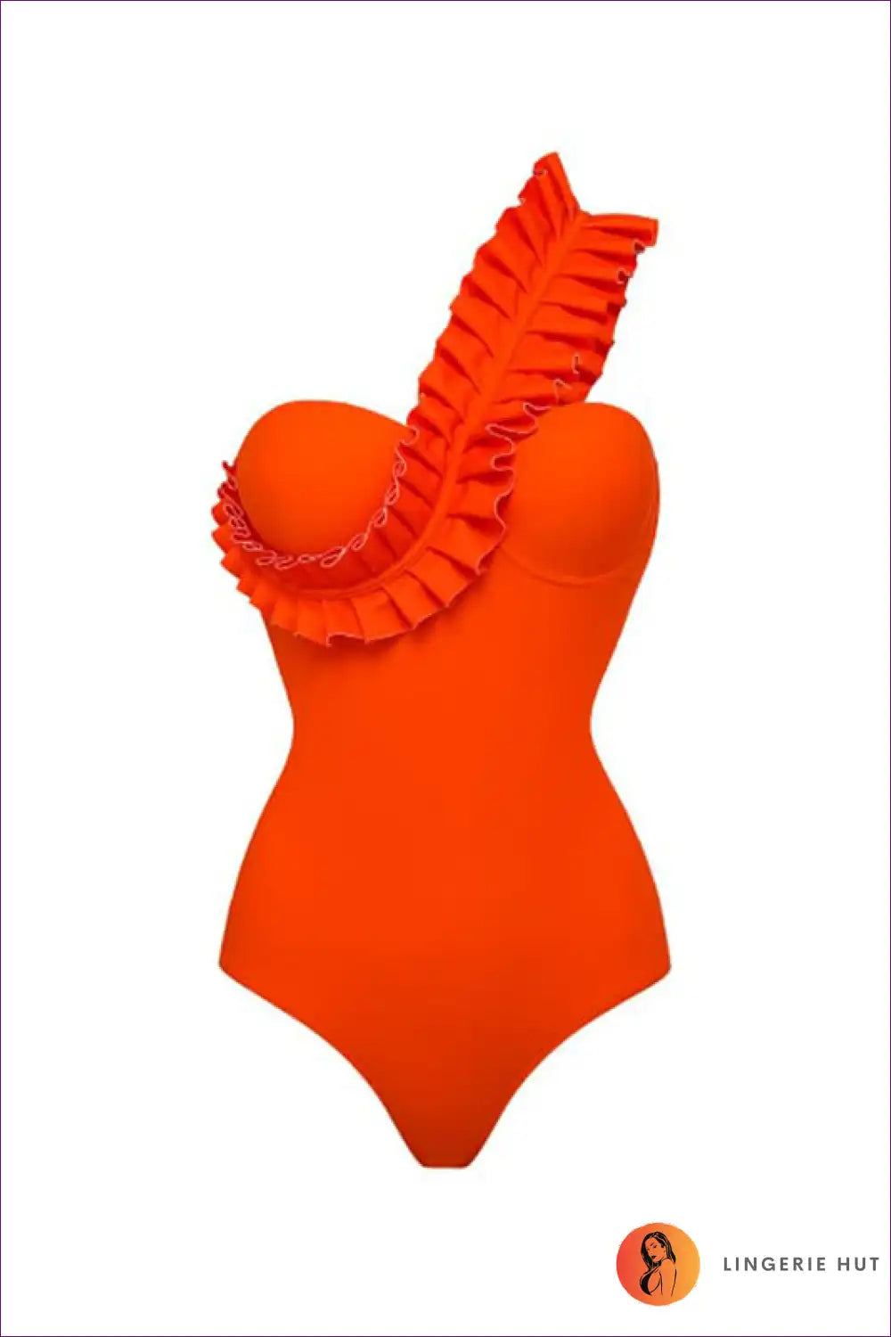 Swimsuit with Ruffle Detail - Poolside Elegance for Beachwear, Boho, Casual, Cutout,