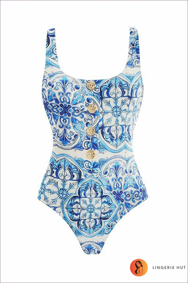 Swimsuit with Tile Print - Mediterranean Escape