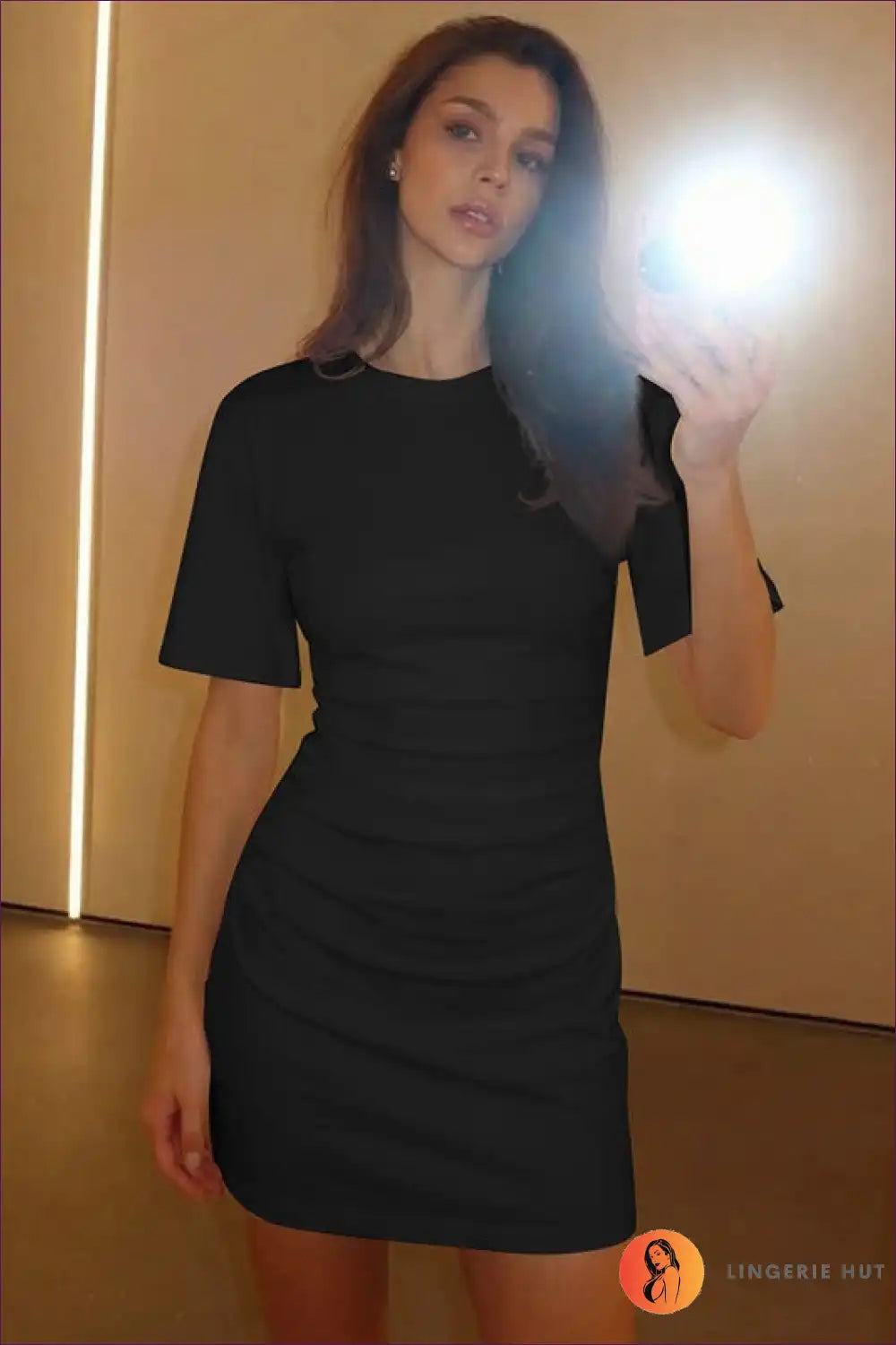 T-shirt Dress with Ruched Waist - Effortless Chic for All Season, Bodycon, Casual, Cotton,