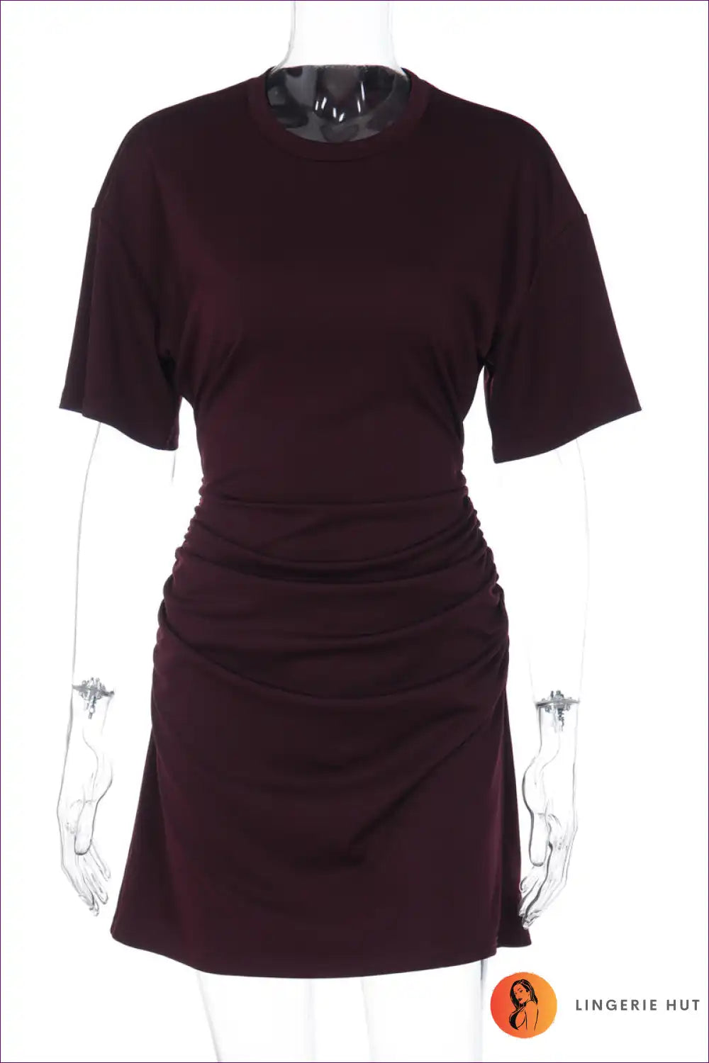 T-shirt Dress with Ruched Waist - Effortless Chic for All Season, Bodycon, Casual, Cotton,