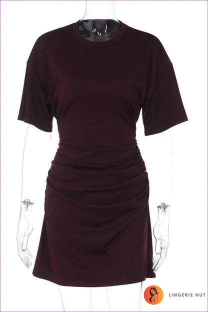 T-shirt Dress with Ruched Waist - Effortless Chic for All Season, Bodycon, Casual, Cotton,