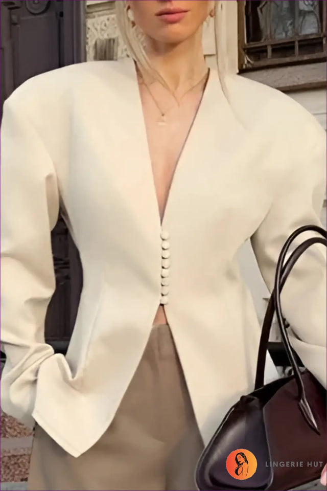 Tailored Blazer Jacket - Effortless Office Elegance