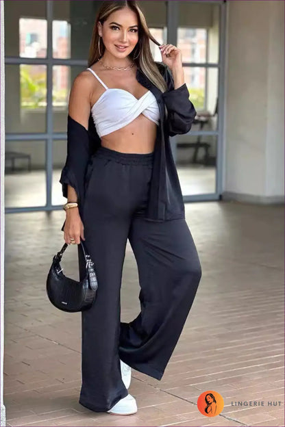 Tailored Three-piece Outfit Set - Effortless Confidence - Sets - Lingerie Hut - Casual • co Ord • Everyday • Formal