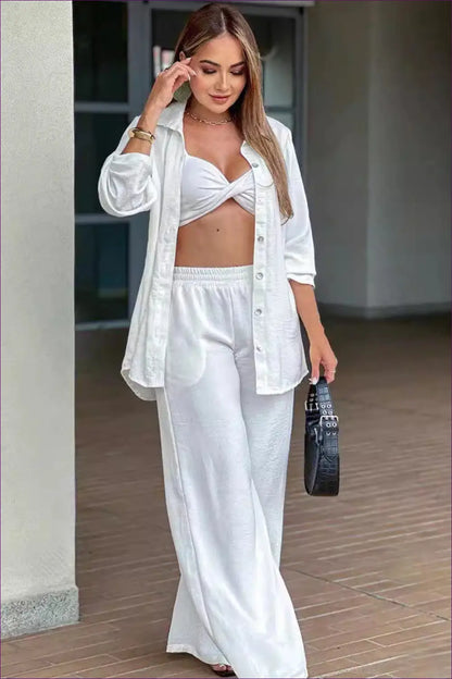 Tailored Three-piece Outfit Set - Effortless Confidence - Sets - Lingerie Hut - Casual • co Ord • Everyday • Formal