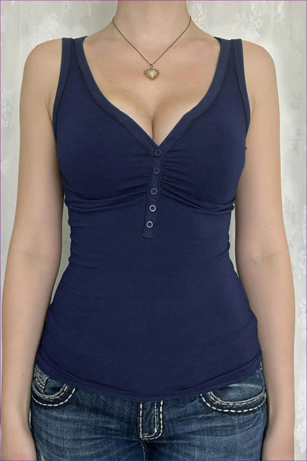 Tank Top with Button Detail - Casual Confidence - Lingerie Hut - All Season • Blouse • Crop • Cutout