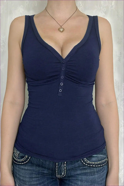 Tank Top with Button Detail - Casual Confidence - Lingerie Hut - All Season • Blouse • Crop • Cutout