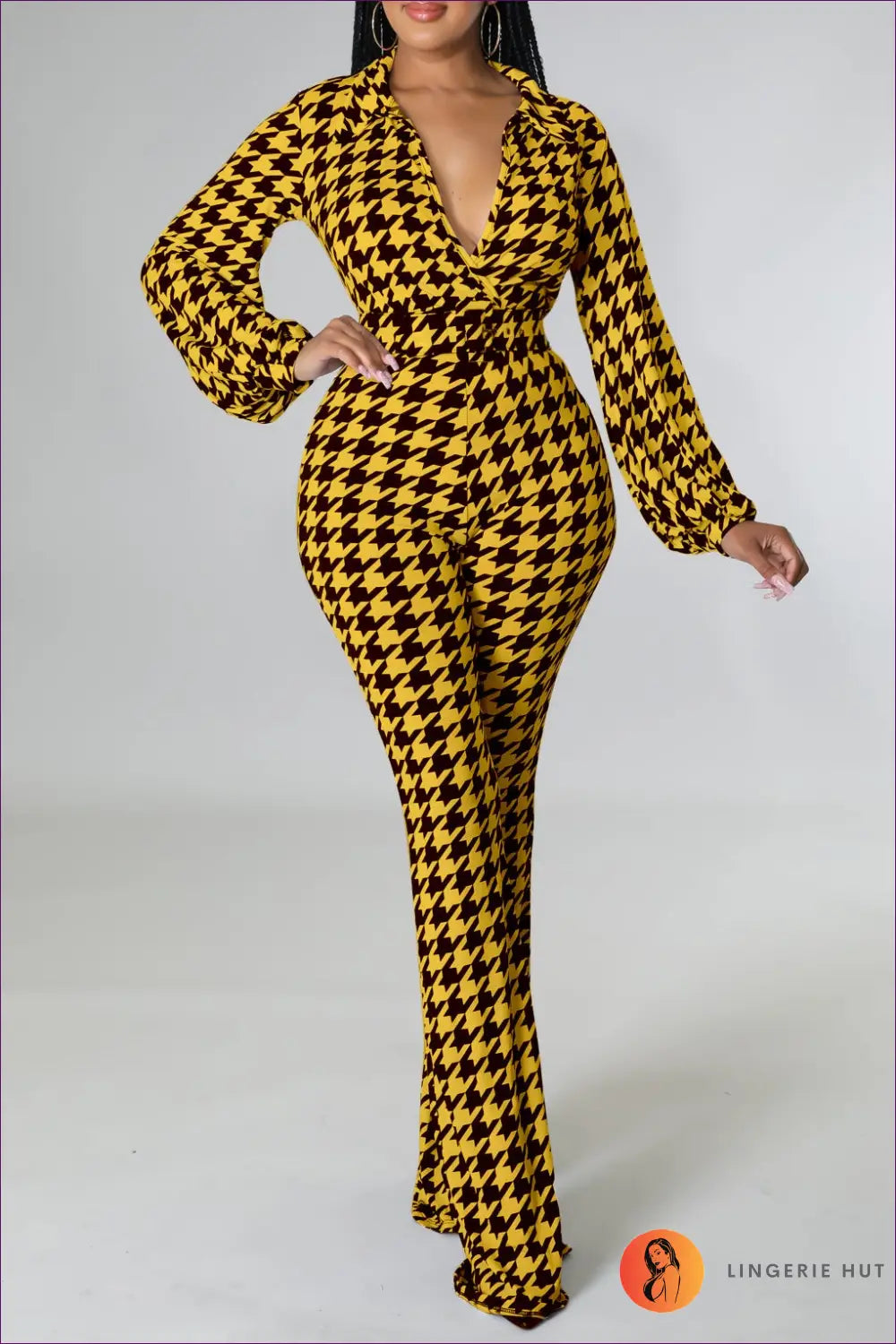 Tartan Wide Leg Jumpsuit - Effortless Elegance for any Occasion - Jumpsuits & Rompers - Lingerie Hut - Autumn • Casual