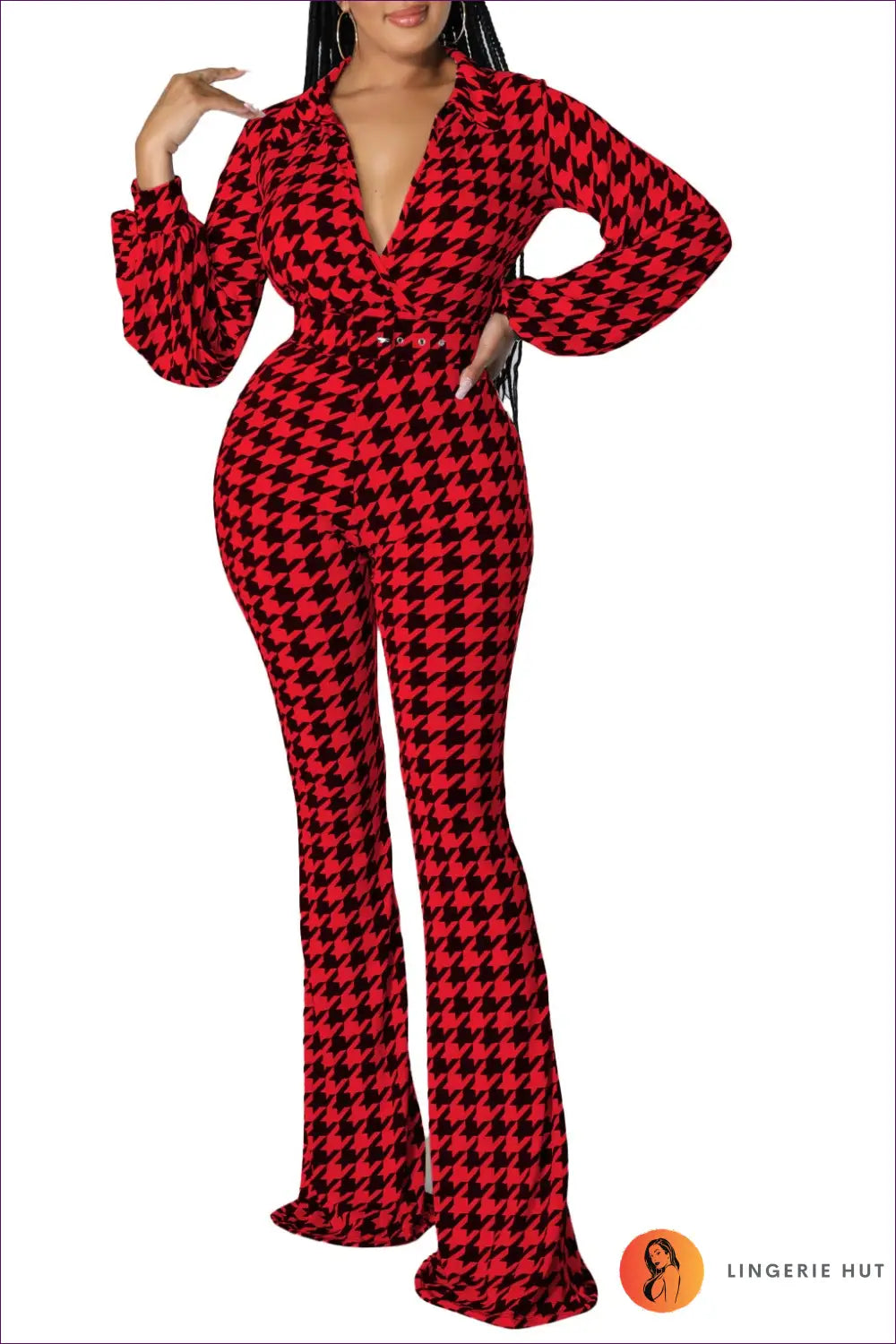 Tartan Wide Leg Jumpsuit - Effortless Elegance for any Occasion - s / Red - Jumpsuits & Rompers - Lingerie Hut - Autumn