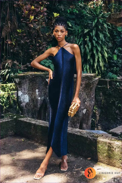 Tassel Halter Maxi Dress with Back Slit - Bodycon • Halter • just in • Glamart