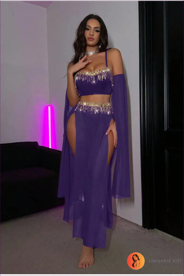 Tassel Outfit Set with Sheer Skirt