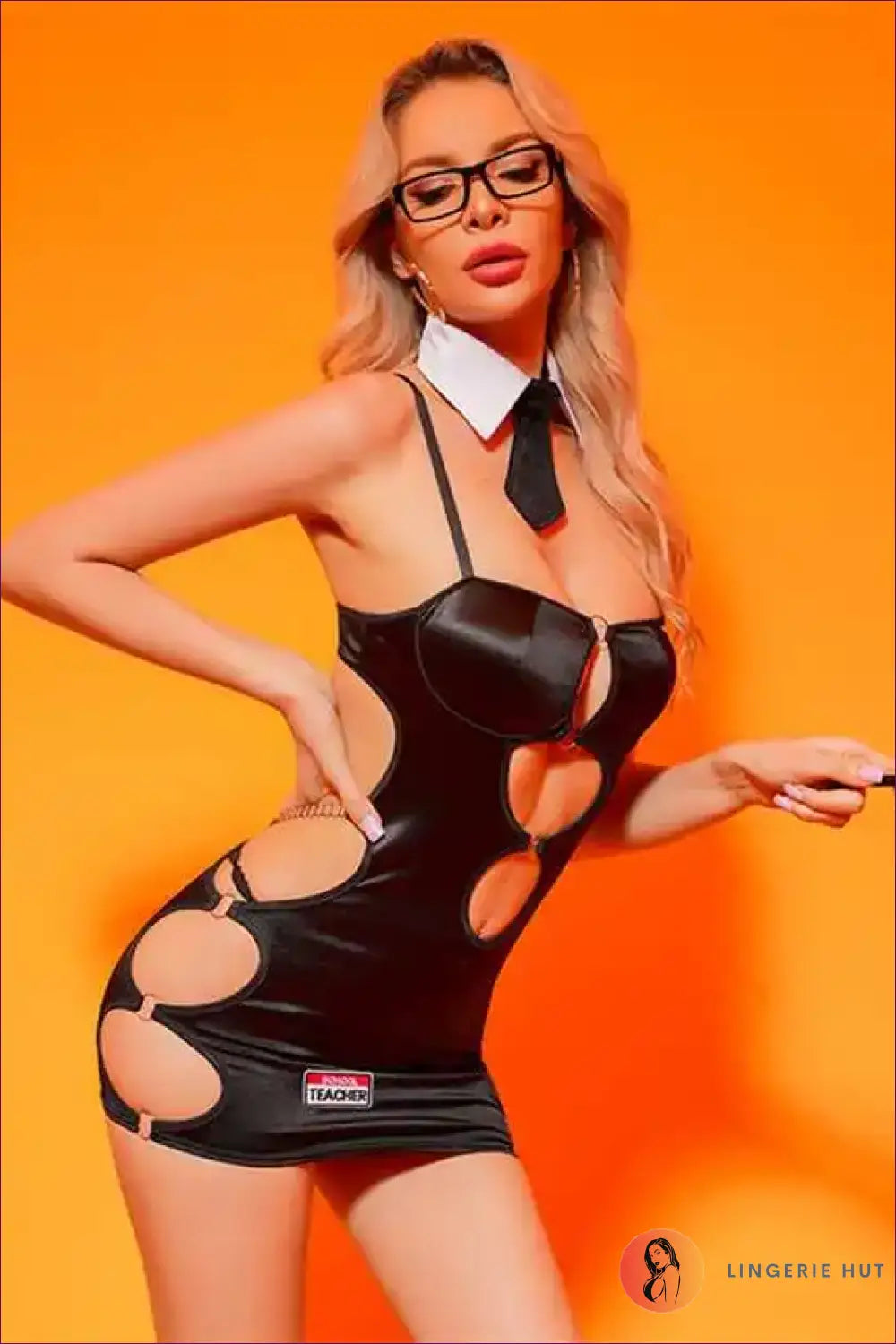 Teacher Costume Mini Dress with Cut-outs - Statement Roleplay Energy - 01 / one Size - Outfit Set - Lingerie Hut