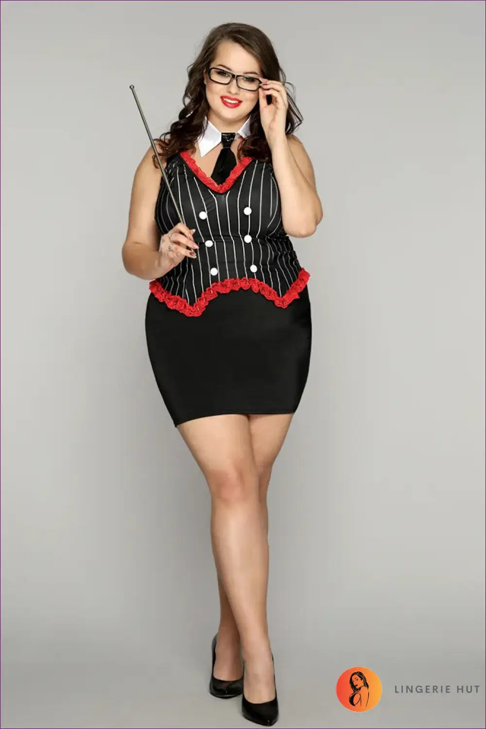 Teacher Costume with Ruffle Trim Bustier - Sharp Confidence - 01 / one Size 70-85kg - Halloween • just in • Party