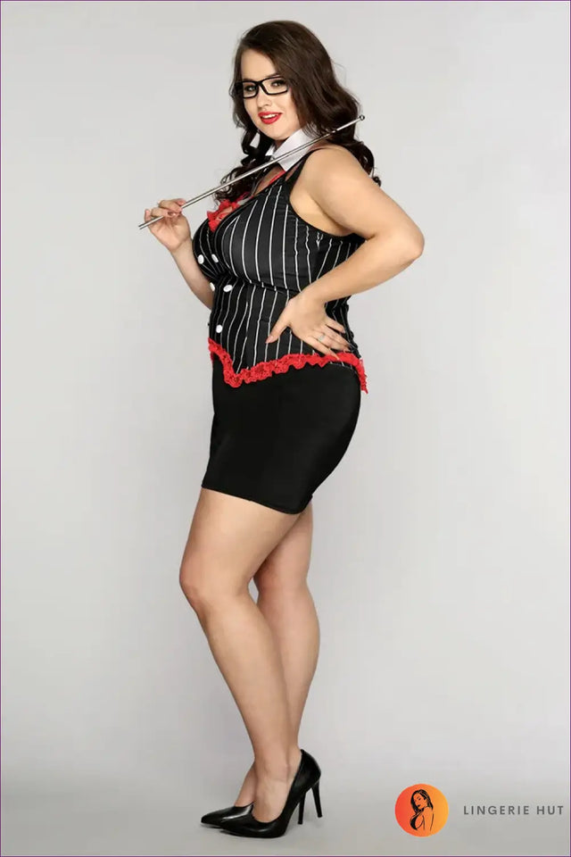 Teacher Costume with Ruffle Trim Bustier - Sharp Confidence