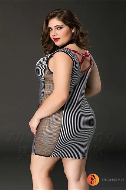 Teacher Costume with Sheer Side Panel - Bold Authority - 01 / Xxl - Halloween • just in • Party • Role Play - Lingerie