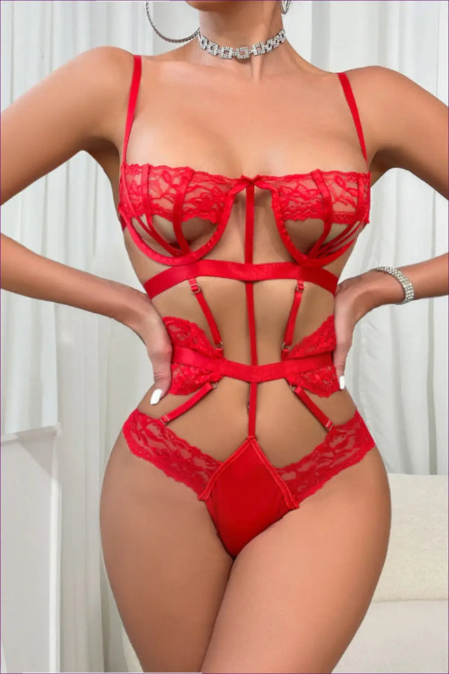 Lace Cut-Out Teddy - Confident Evenings