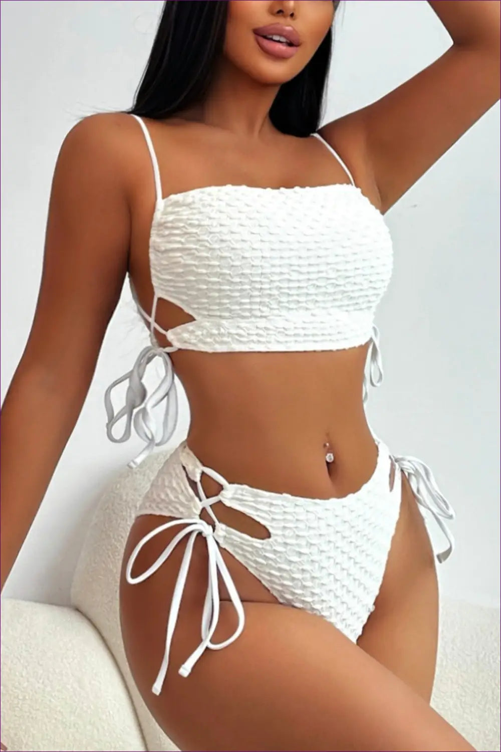 Textured Bikini Set - Summer Evenings Sorted - s / Ivory - Swimwear - Lingerie Hut - Beachwear • Casual • Everyday