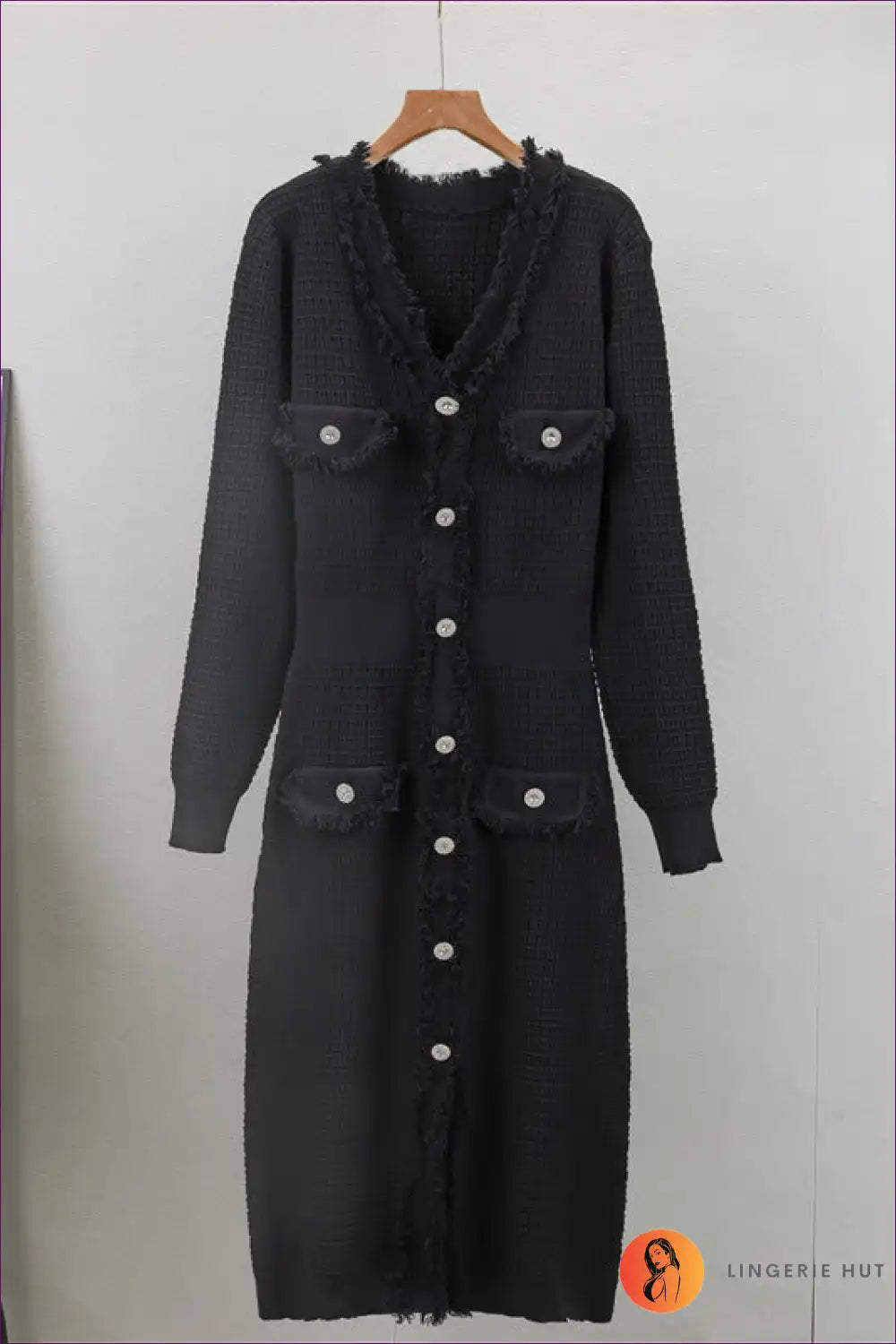 Textured Knit Button-front Midi Dress - Soft Luxe Layers