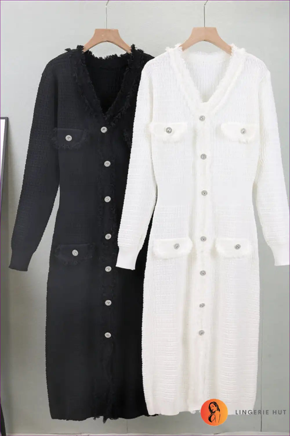 Textured Knit Button-front Midi Dress - Soft Luxe Layers