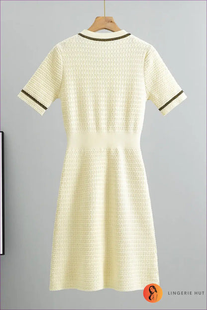 Textured Knit A-line Midi Dress with Chain Detail - Modern Classic Daywear for A-line, just In,